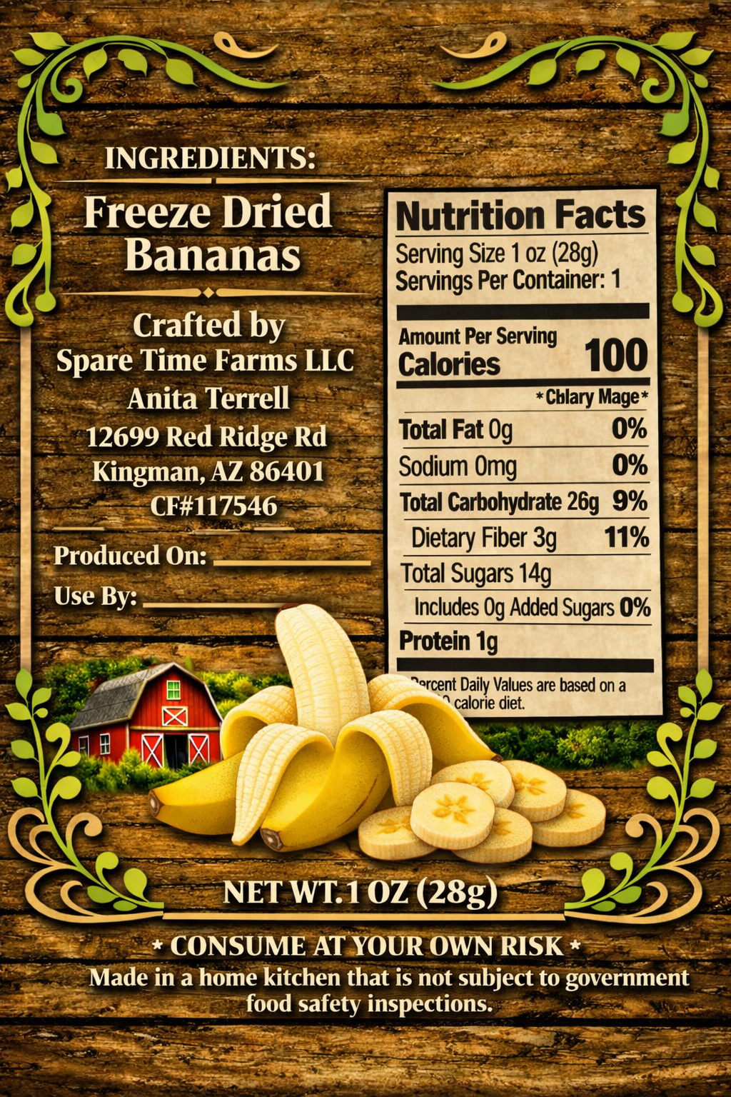 Harvested Freeze-Dried Banana Slices