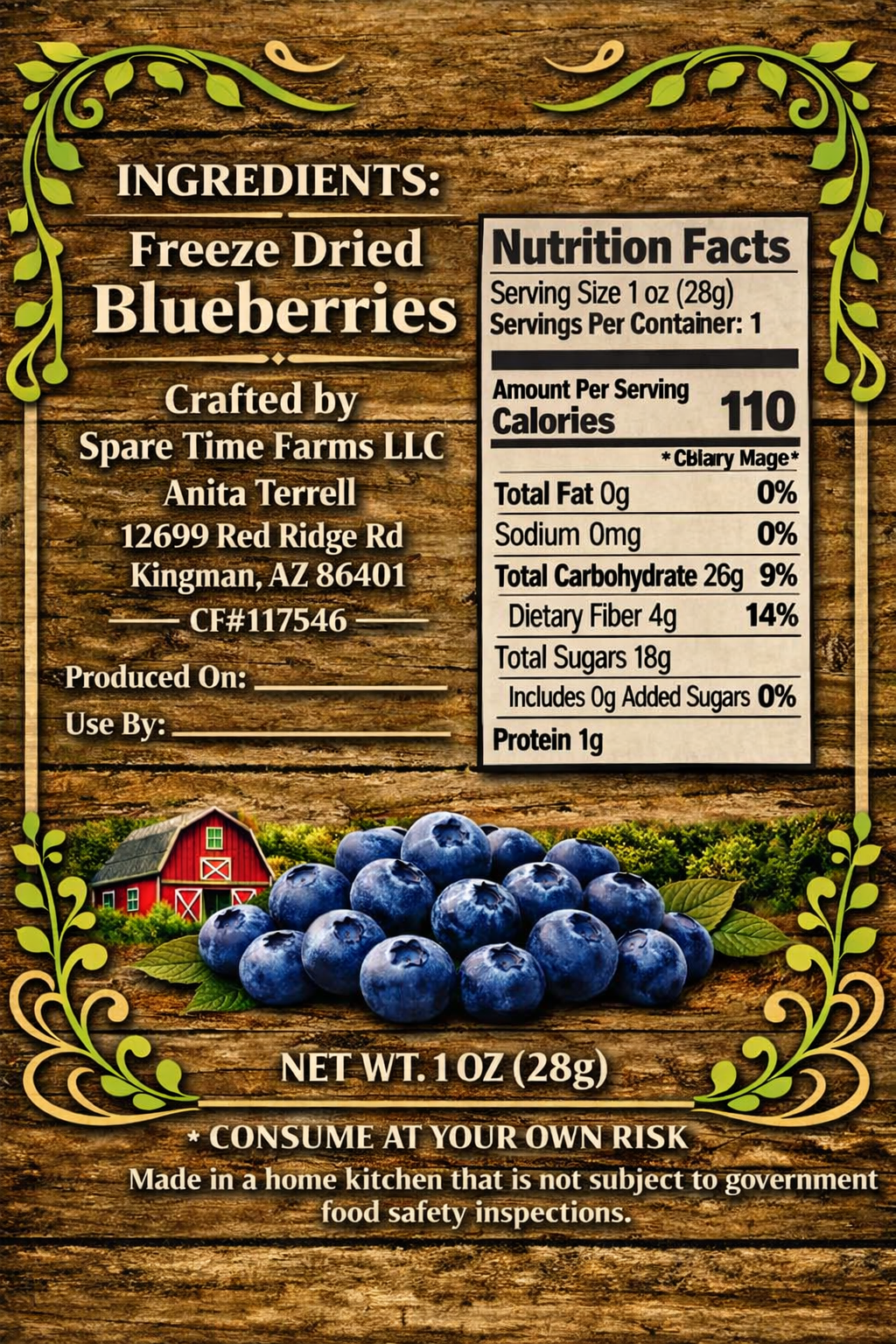 Blueberry back label