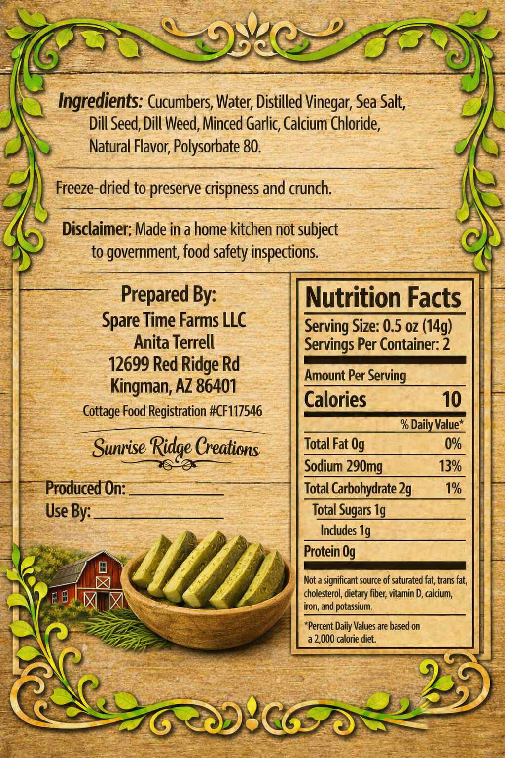 Harvested Freeze-Dried Dill Pickle Sticks