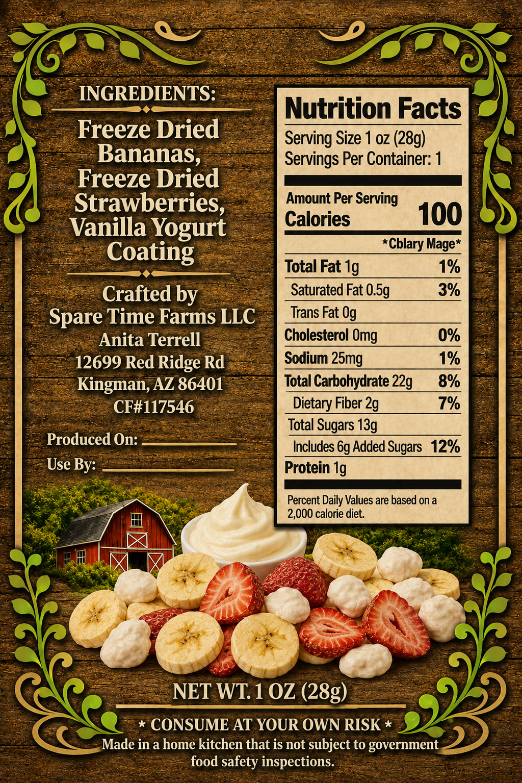Harvested Sunrise Ridge Creations Firstlight - Freeze-Dried Strawberries, Bananas & Vanilla Yogurt