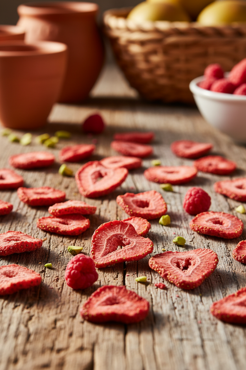 Harvested Freeze-Dried Sliced Strawberries