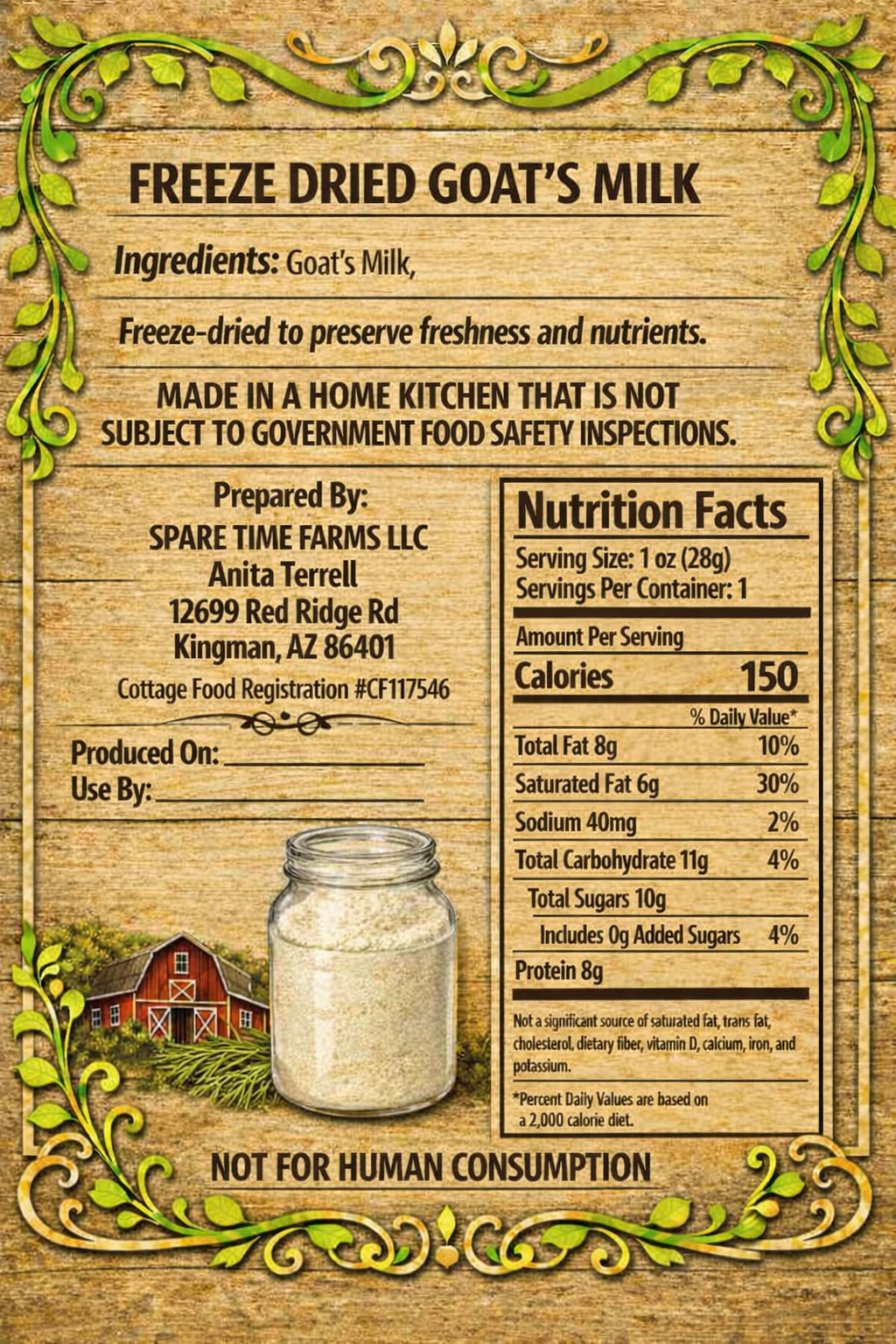 Goat’s milk back label