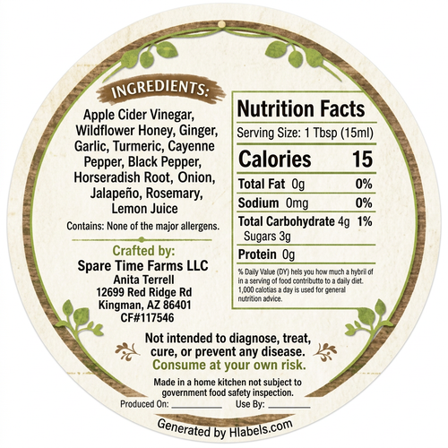 Round Fire Cider ingredients label