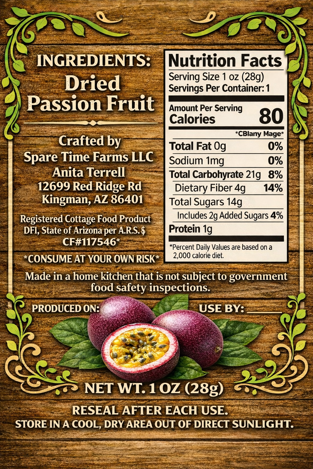 Passionfruit back label