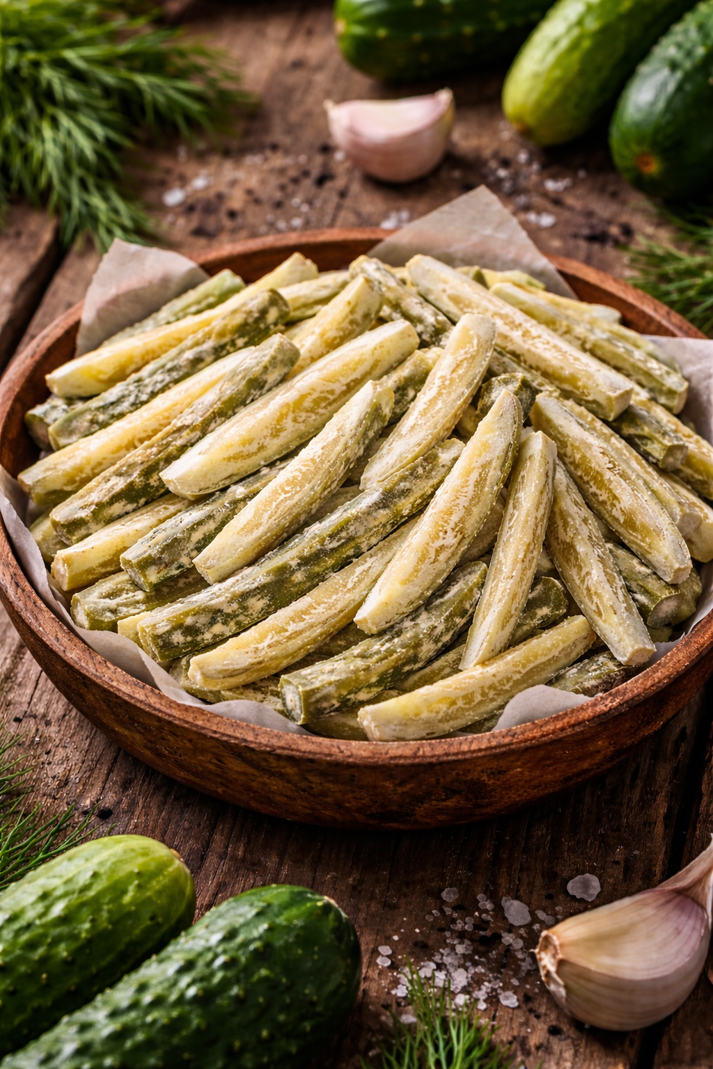 Harvested Freeze-Dried Dill Pickle Sticks