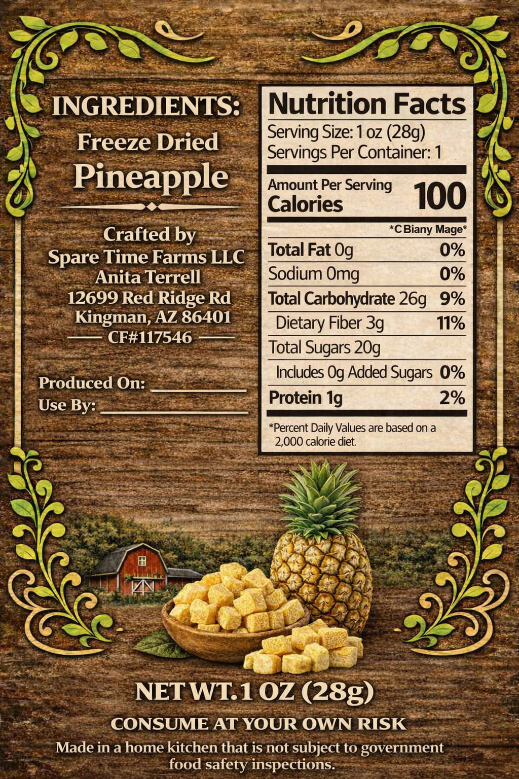 Pineapple back label