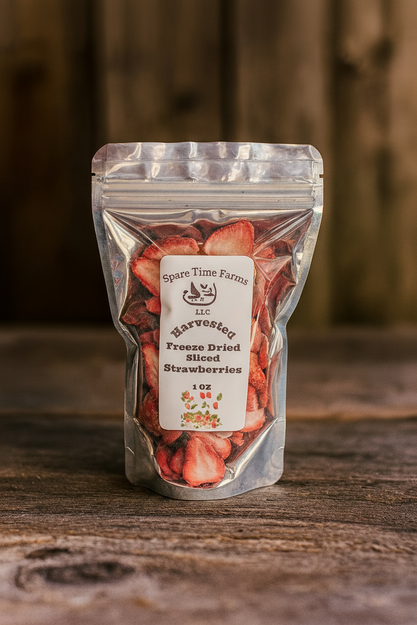 Professional freeze-dried strawberries product photo