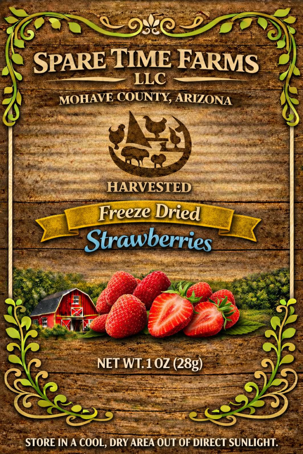 Harvested Freeze-Dried Sliced Strawberries