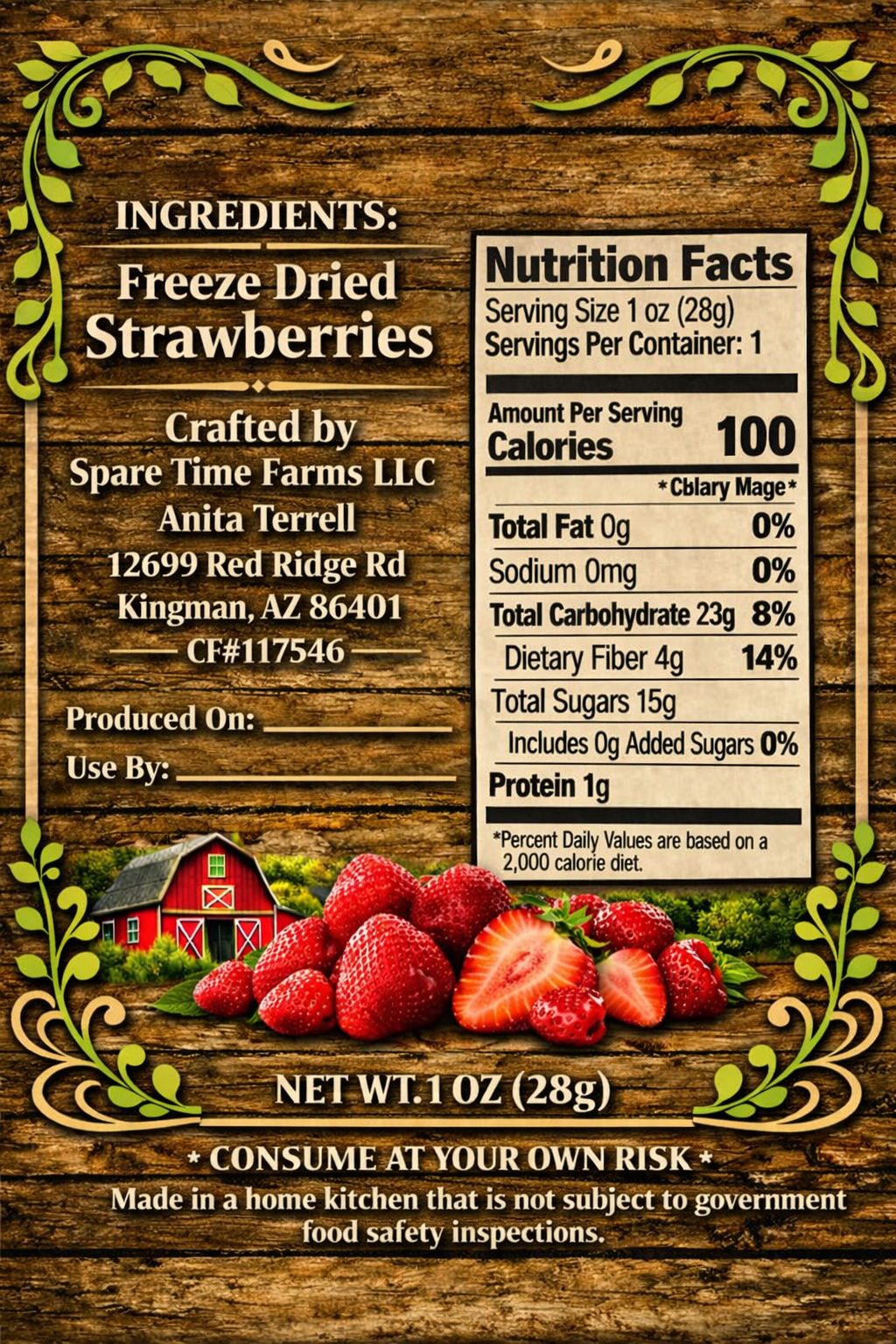 Harvested Freeze-Dried Sliced Strawberries